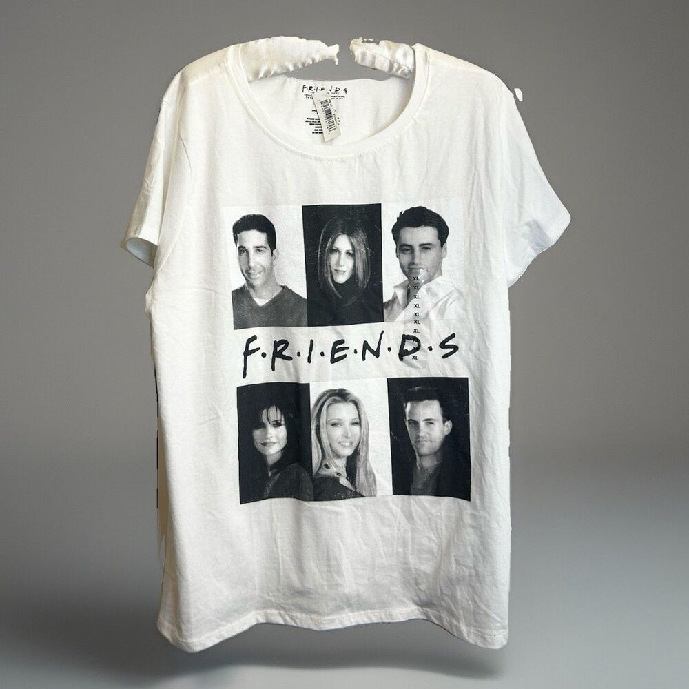 Friends TV Show Cast White Graphic T-Shirt Women’s XL NWT Warner Bros Television